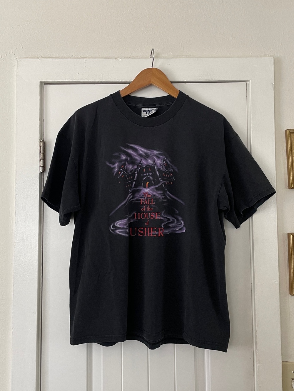 Vintage Fall of the House of Usher Horror Graphic Tee Black Size XL